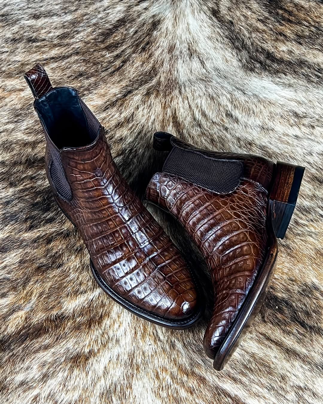 Italian Handmade Crocodile Leather Ankle Boots