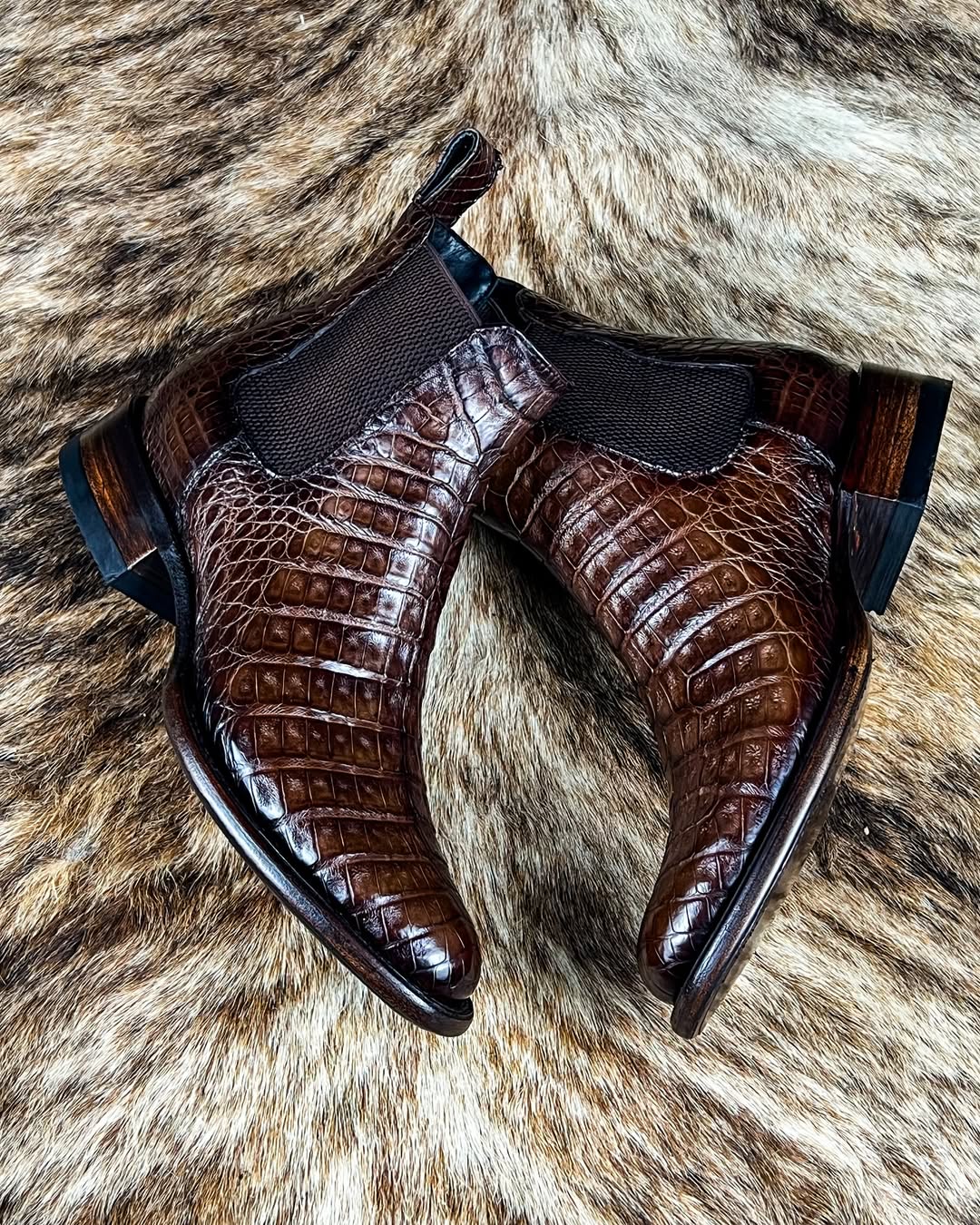 Italian Handmade Crocodile Leather Ankle Boots