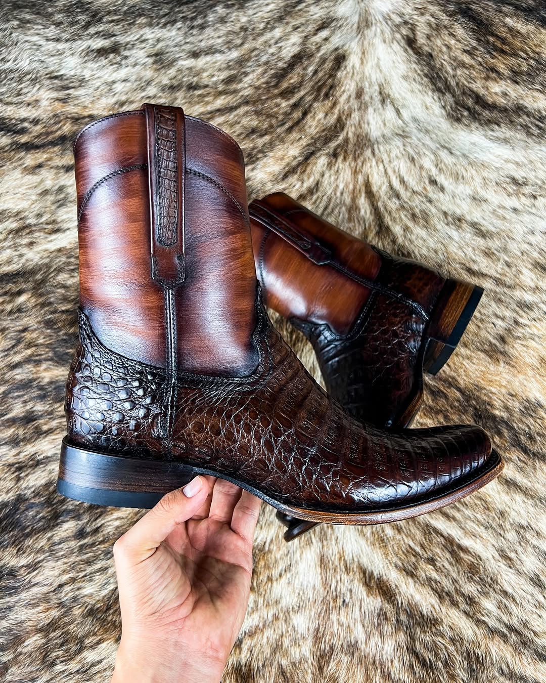 Italian Handmade Alligator Leather Medium-tube Zipper Boots