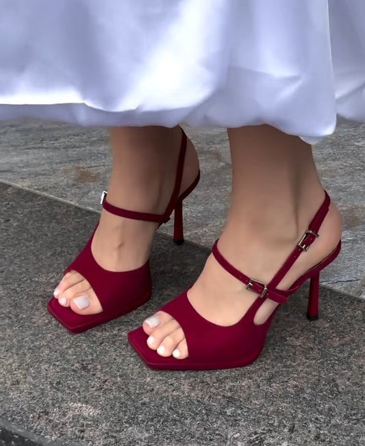 OwenGrid Women's Metal Buckle Suede Stilettos Heel