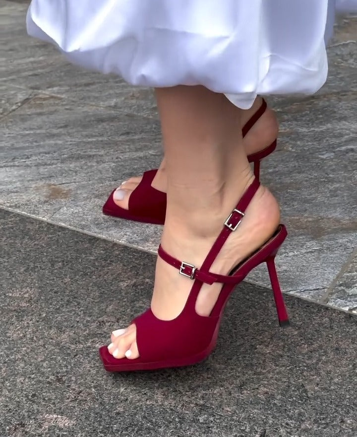OwenGrid Women's Metal Buckle Suede Stilettos Heel
