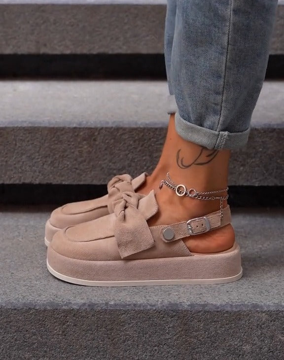 Women's Platform Bow Suede Sandals