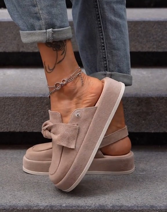 Women's Platform Bow Suede Sandals