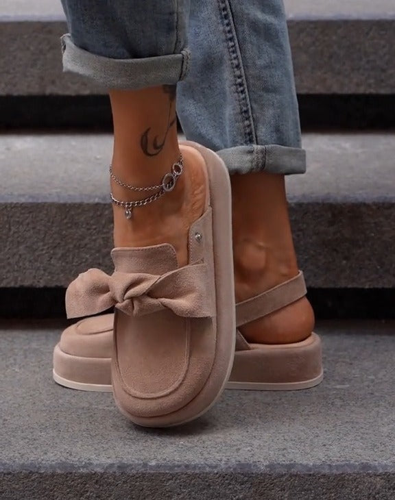 Women's Platform Bow Suede Sandals