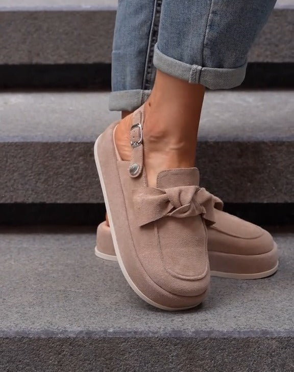 Women's Platform Bow Suede Sandals