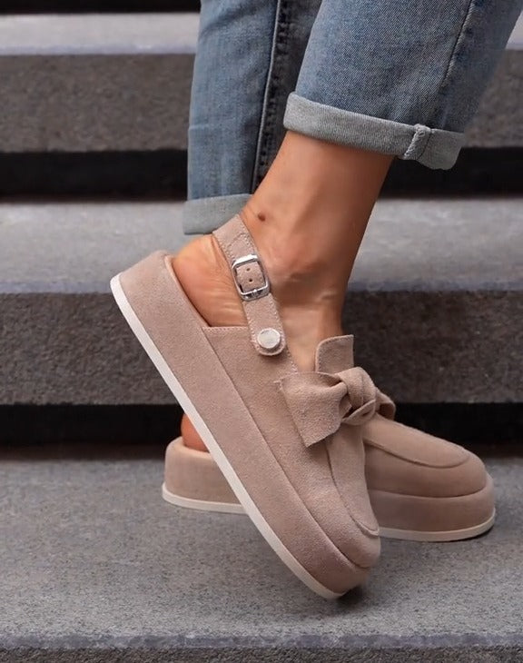 Women's Platform Bow Suede Sandals