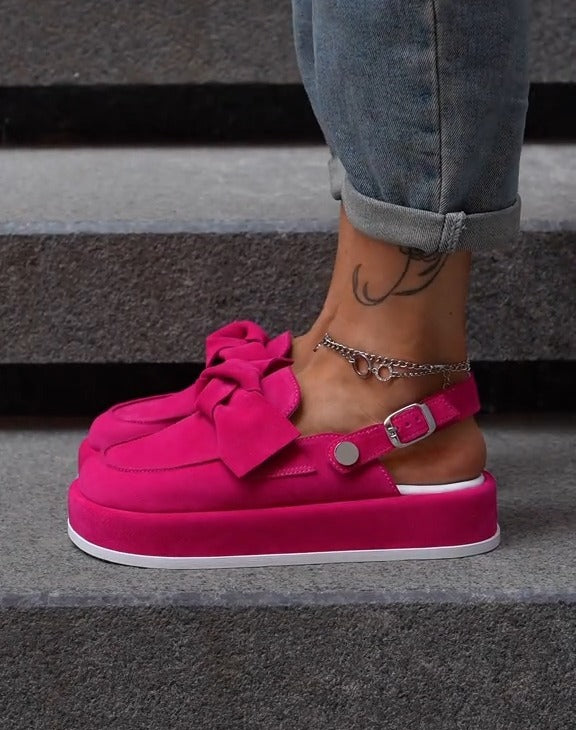 Women's Platform Bow Suede Sandals