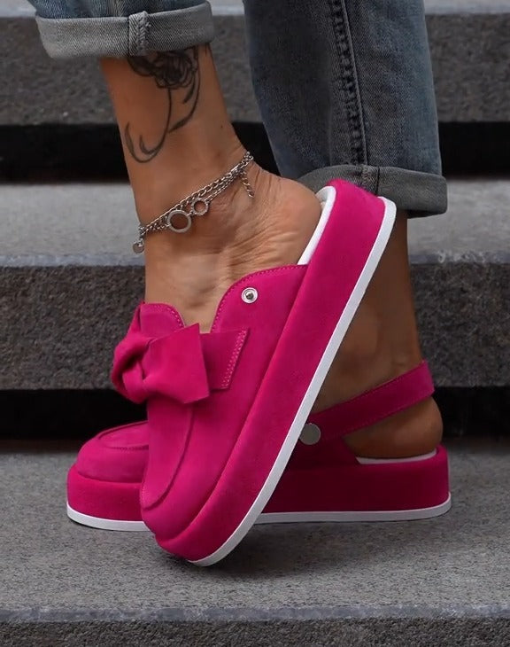 Women's Platform Bow Suede Sandals
