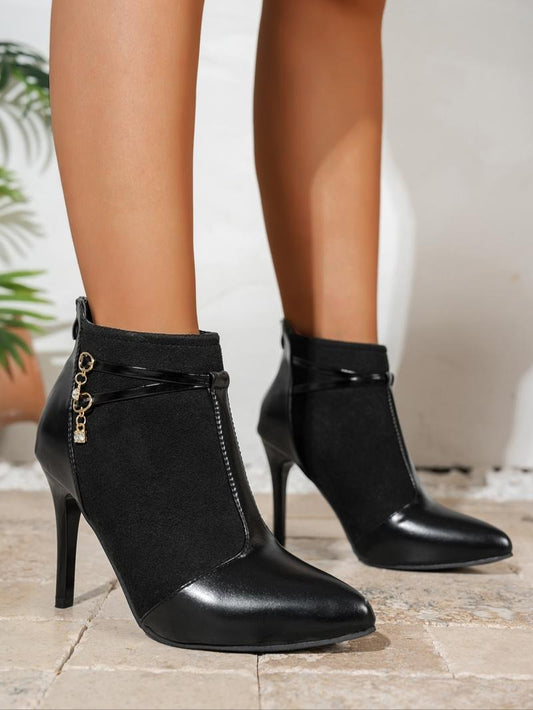 Women's Buckle Decor Rhinestone Pendant Elegant Winter Boots