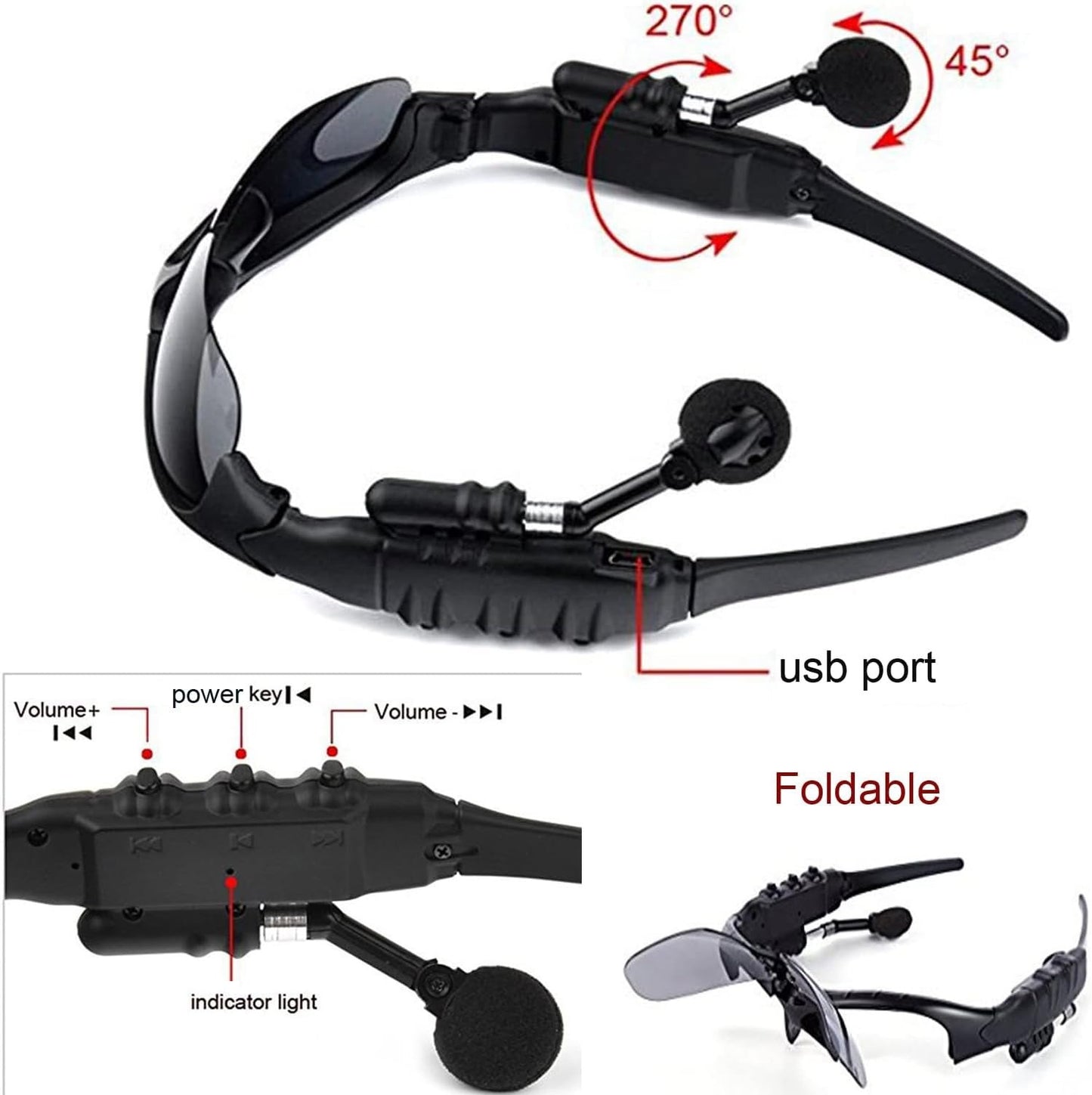 OwenGrid Wireless Smart Sports Earphones Call Glasses