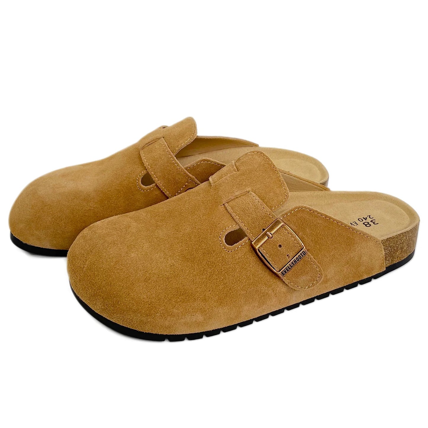 Closed Round Toe Suede Cork Birkenstocks