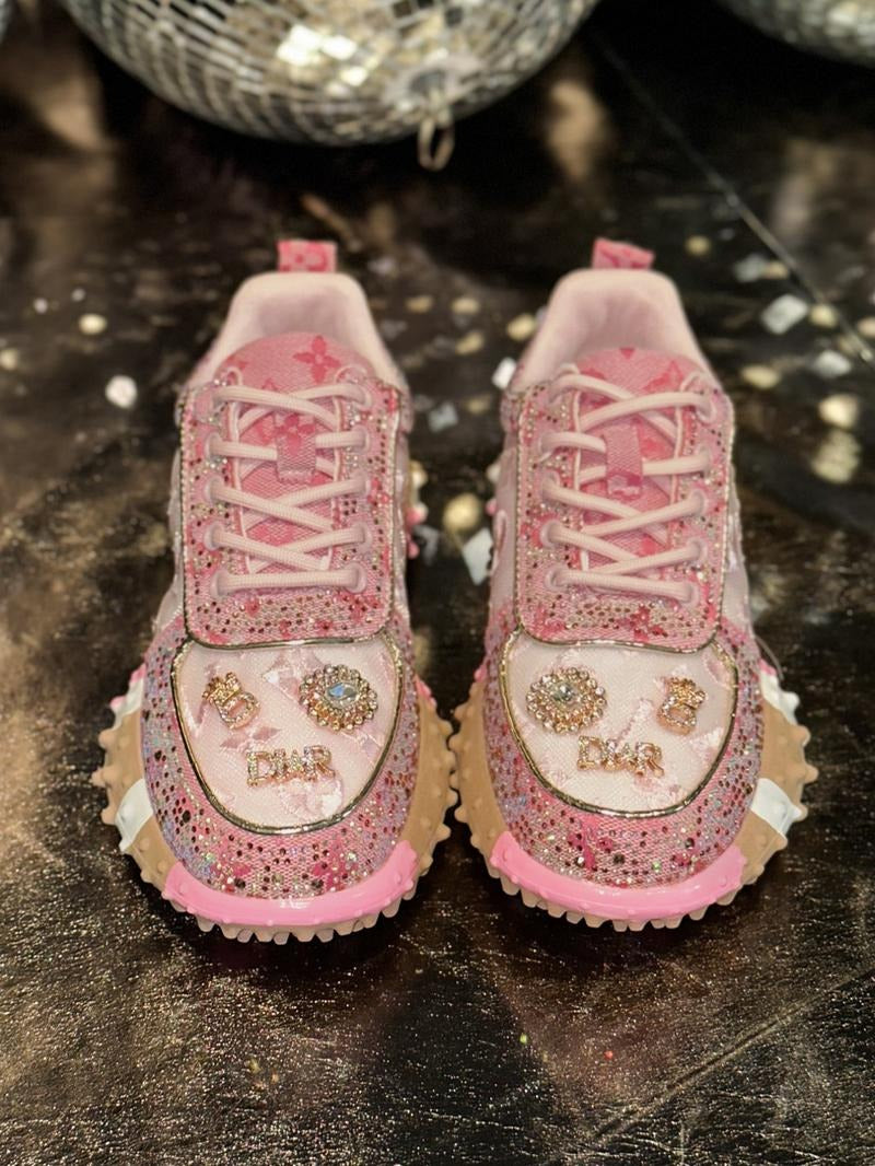 Studded Ditsy Floral Pattern Rubber Sole Casual Shoes