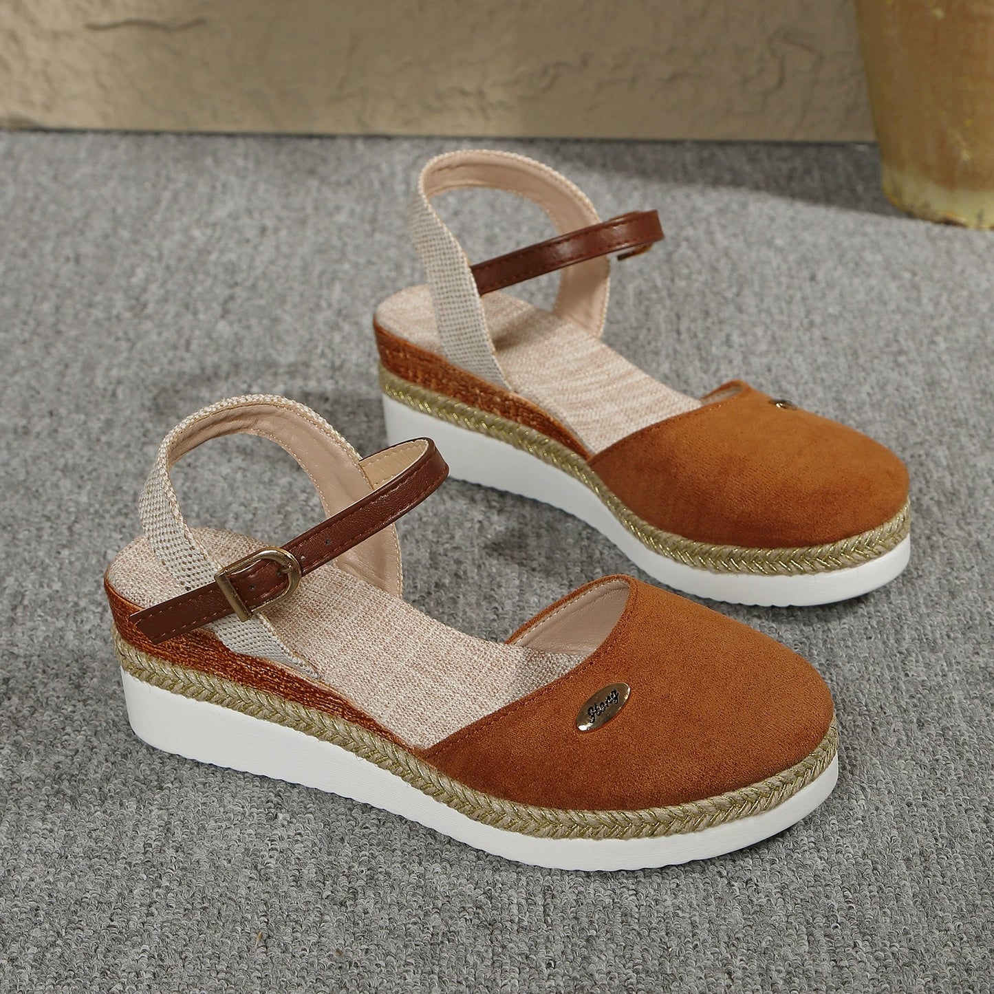 OwenGrid Women's Wedge-buckle Roman Sandals