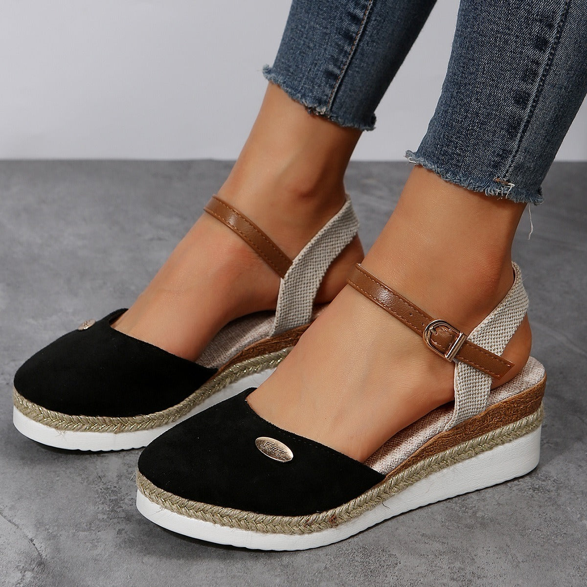 OwenGrid Women's Wedge-buckle Roman Sandals