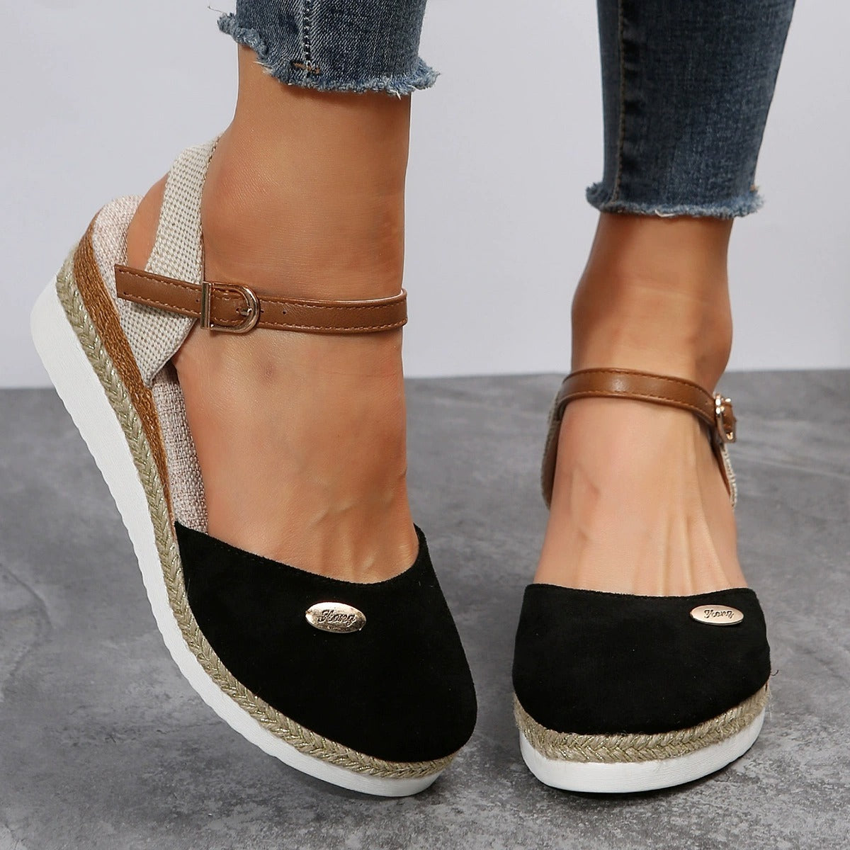 OwenGrid Women's Wedge-buckle Roman Sandals