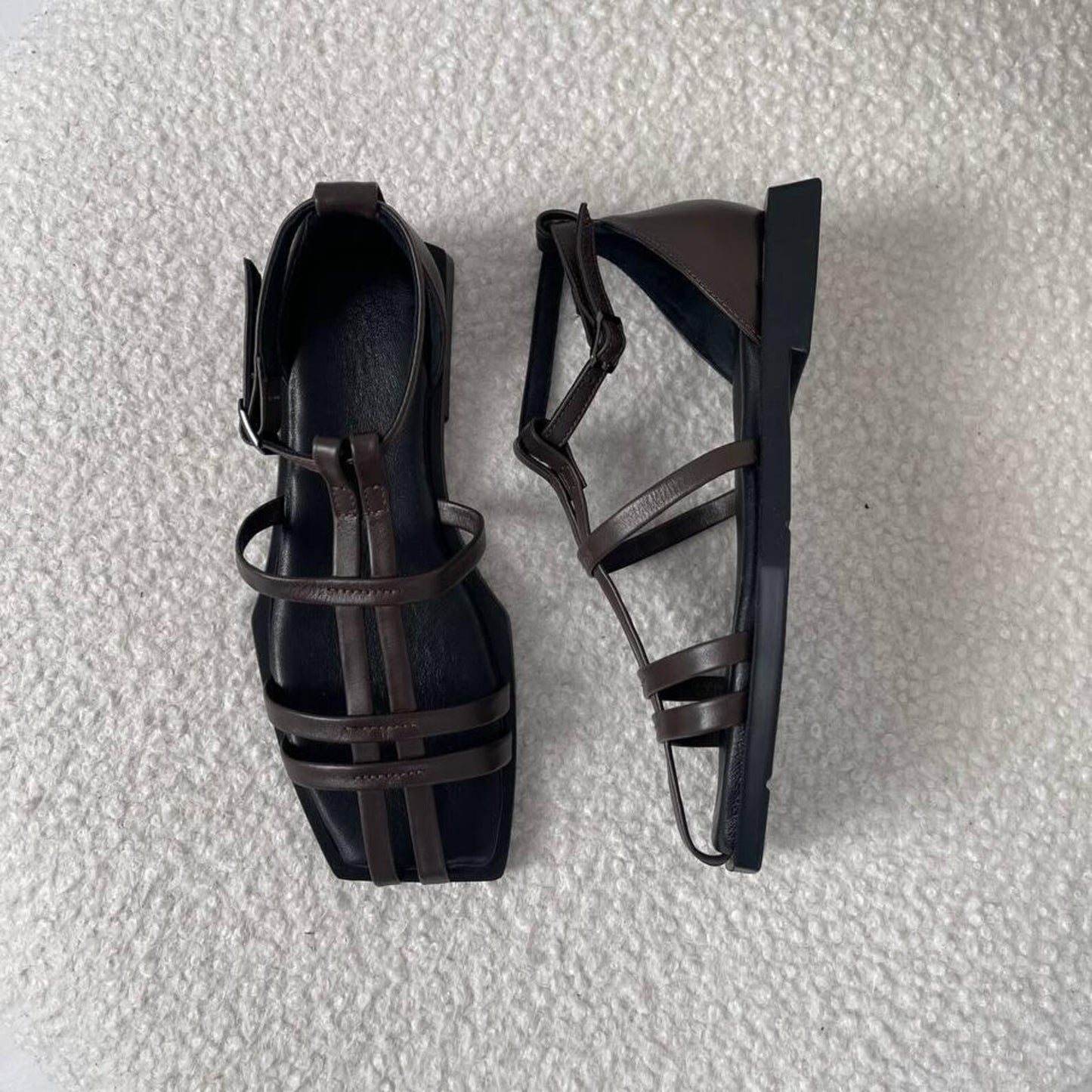 Women's Simple Square-soled Ankle Strap Flat Sandals
