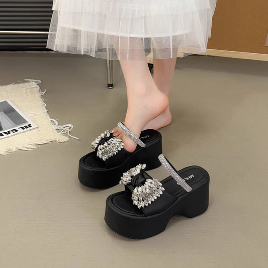 Women's Rhinestone Bow Platform Sandals