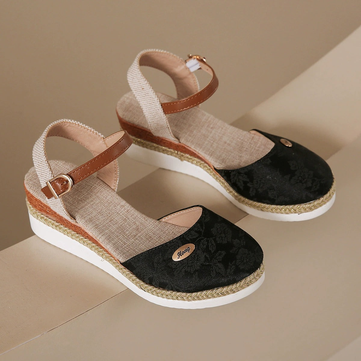 OwenGrid Women's Wedge-buckle Roman Sandals