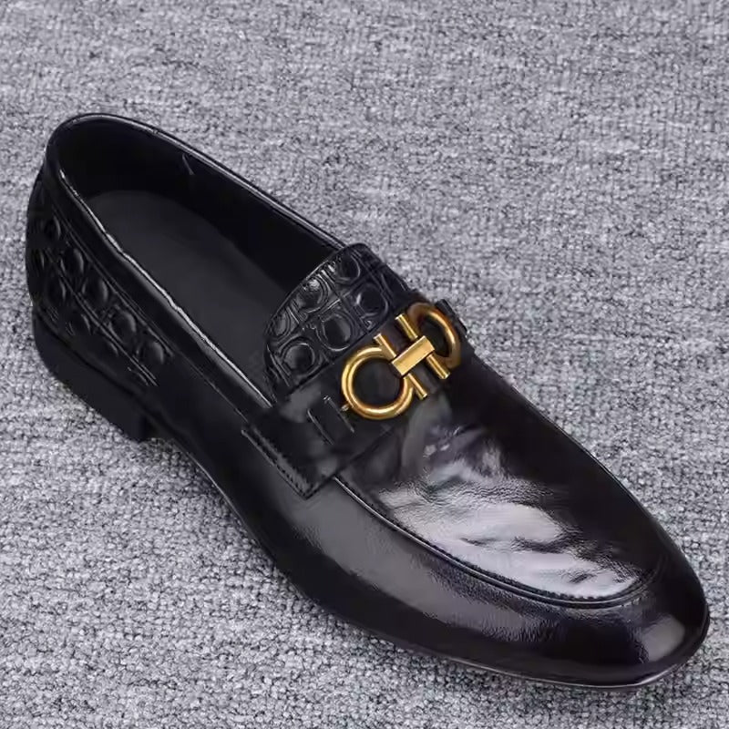 Men's Cowhide Metal Buckle Soft-Sole Business Shoes