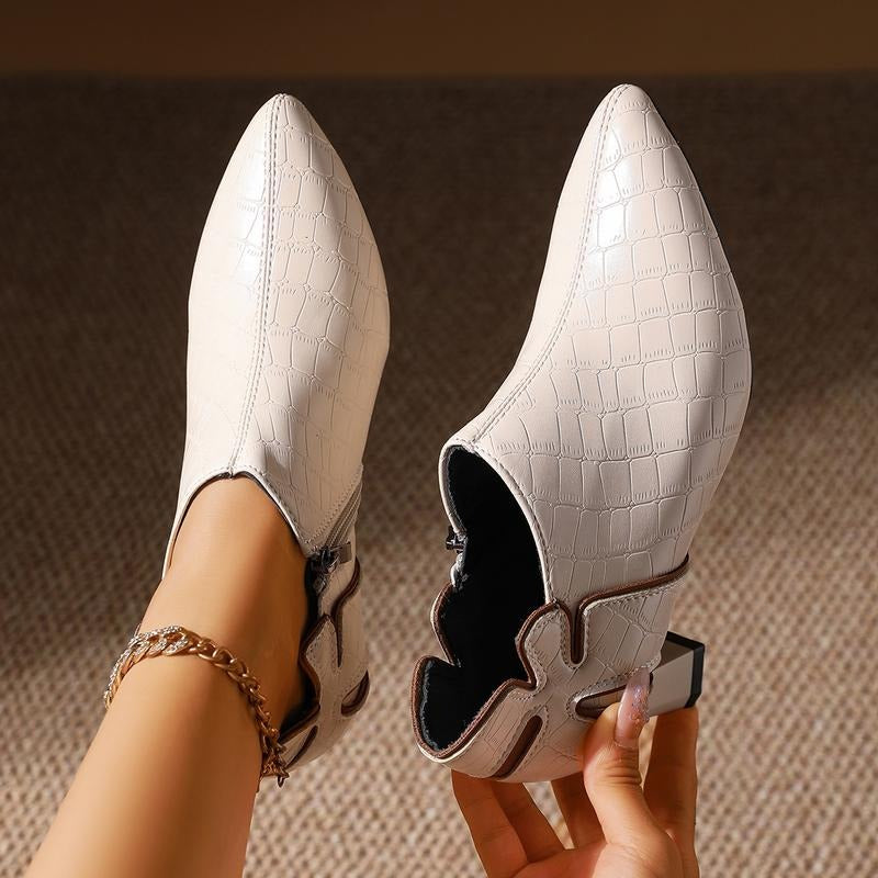 Women's Soft Leather Pointed Toe Ankle High Heels
