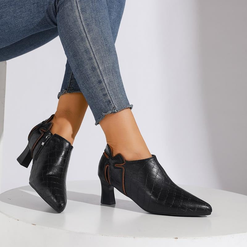 Women's Soft Leather Pointed Toe Ankle High Heels