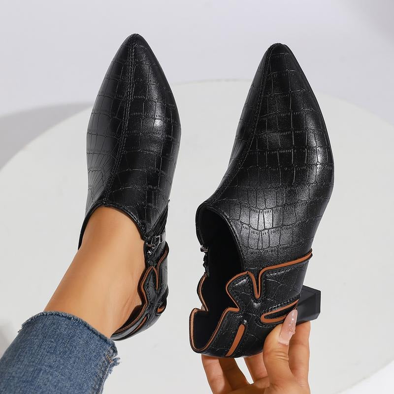 Women's Soft Leather Pointed Toe Ankle High Heels
