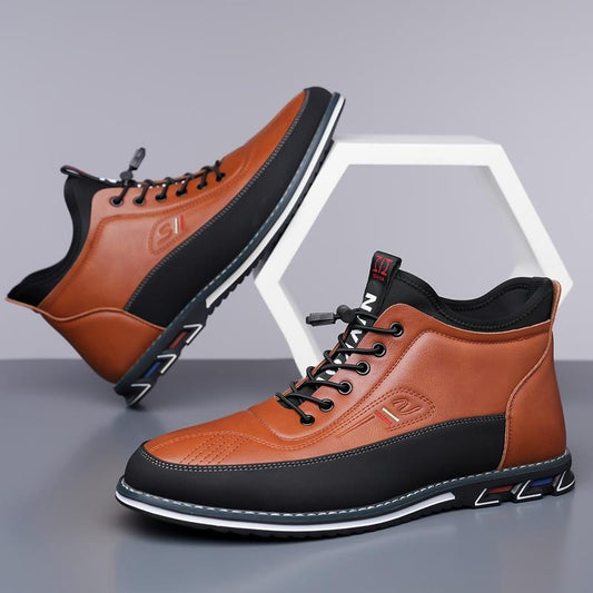 Men's Mid-cut Lightweight Casual Leather Shoes
