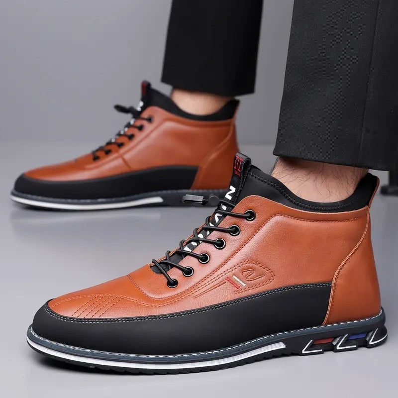 Men's Mid-cut Lightweight Casual Leather Shoes