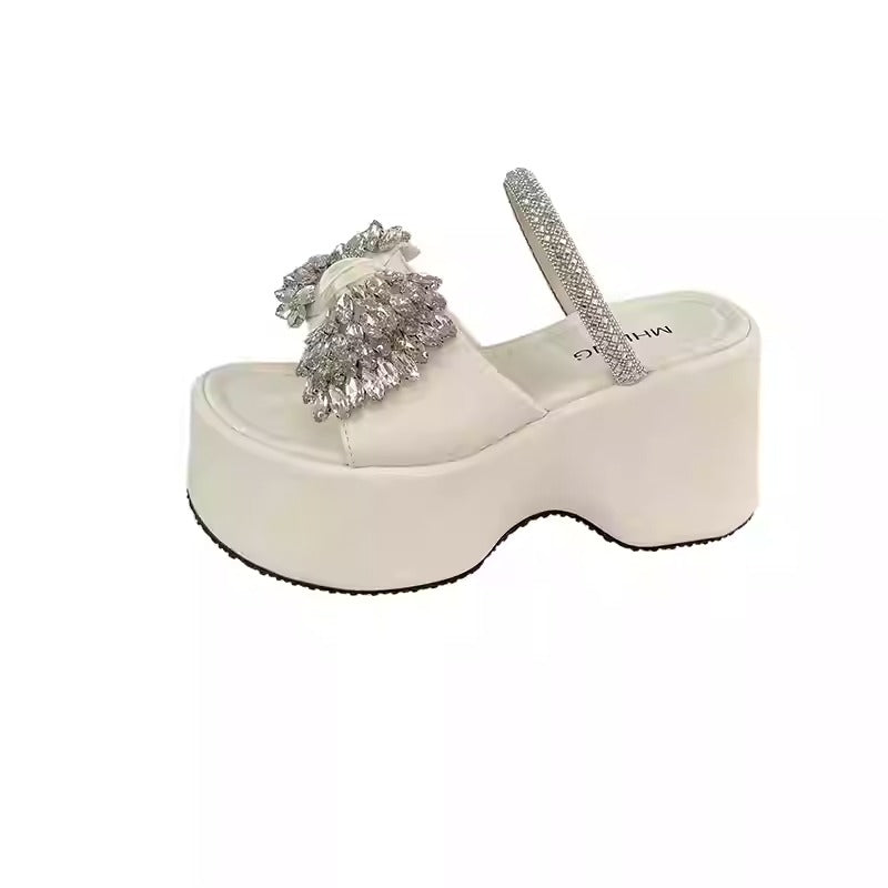 Women's Rhinestone Bow Platform Sandals