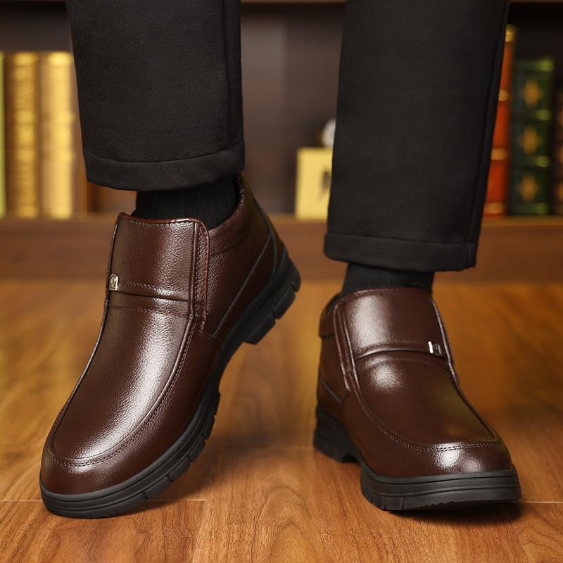 Men's New Top-Grain Cowhide Thickened Warm Cotton High-Top Boots