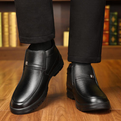 Men's New Top-Grain Cowhide Thickened Warm Cotton High-Top Boots