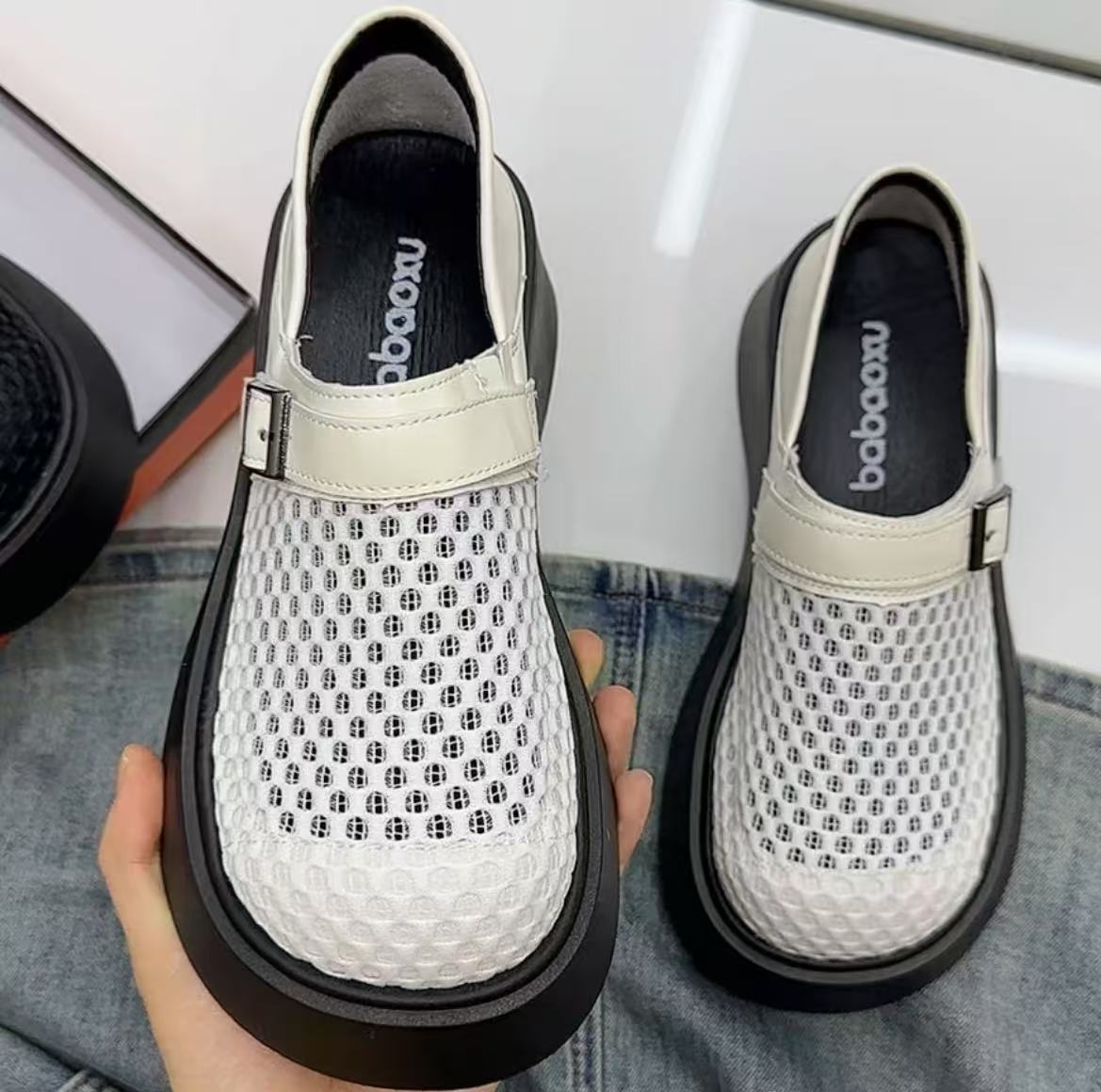 Women's Retro Woven Platform Mesh Sandals