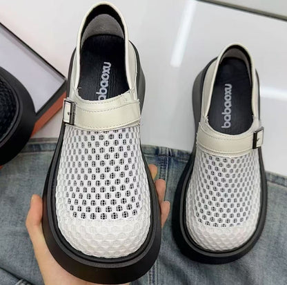 Women's Retro Woven Platform Mesh Sandals