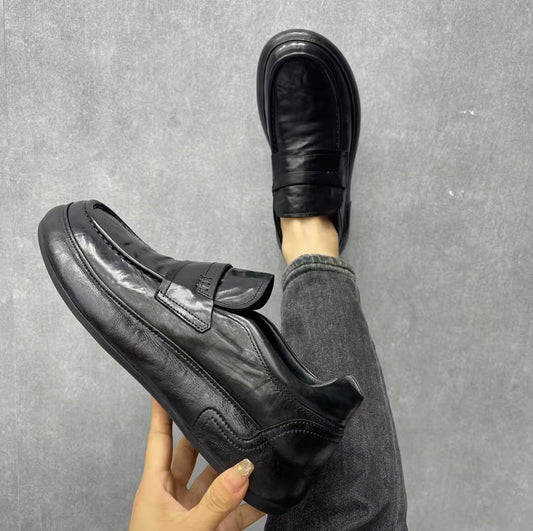 Men's Thick-soled Cowhide Business Casual Shoes