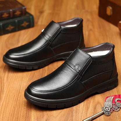 Men's New Top-Grain Cowhide Thickened Warm Cotton High-Top Boots