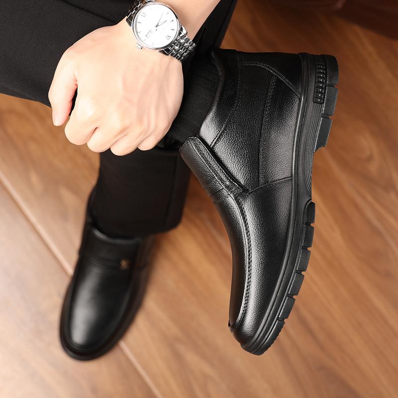 Men's New Top-Grain Cowhide Thickened Warm Cotton High-Top Boots