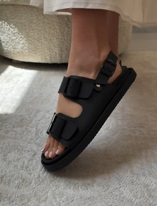 Women's Cowhide Adjustable Flat Sandals