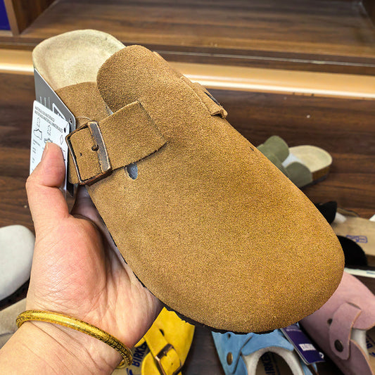 Closed Round Toe Suede Cork Birkenstocks
