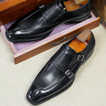 OwenGrid Men's Versatile Double Buckle Business Leather Shoes