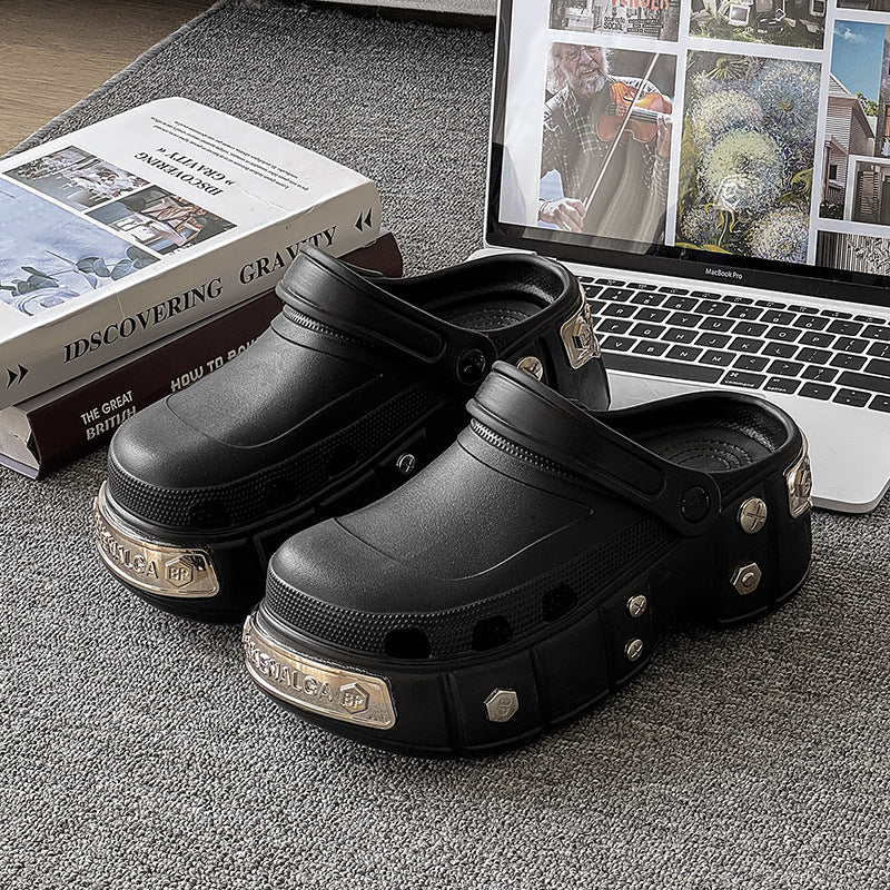 OwenGrid Unisex Non-Slip Platform Metal Rivet Decoration Sandals
