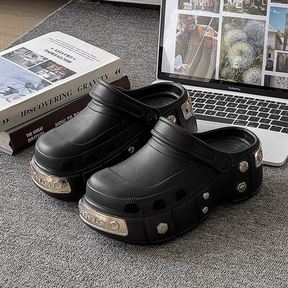 OwenGrid Unisex Non-Slip Platform Metal Rivet Decoration Sandals
