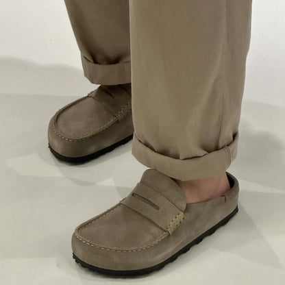 OwenGrid Men's Suede Cork Footbed Mule Loafers