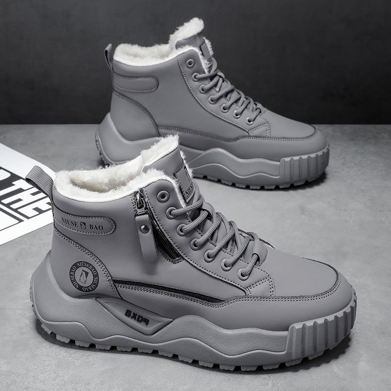 Men's New Thick-Soled Fur Lining Mid-Cut Boots