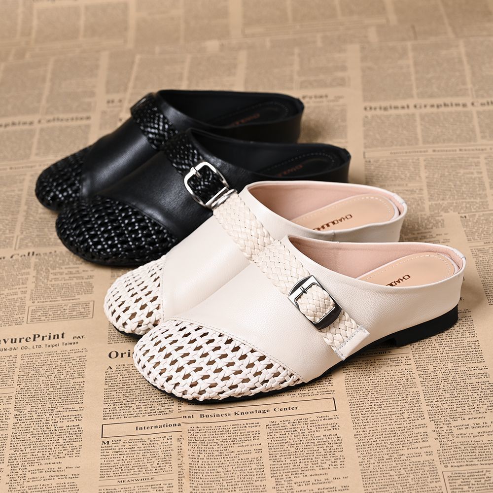 Cowhide New Slippers Fashion Braided Sandals