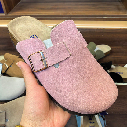 Closed Round Toe Suede Cork Birkenstocks