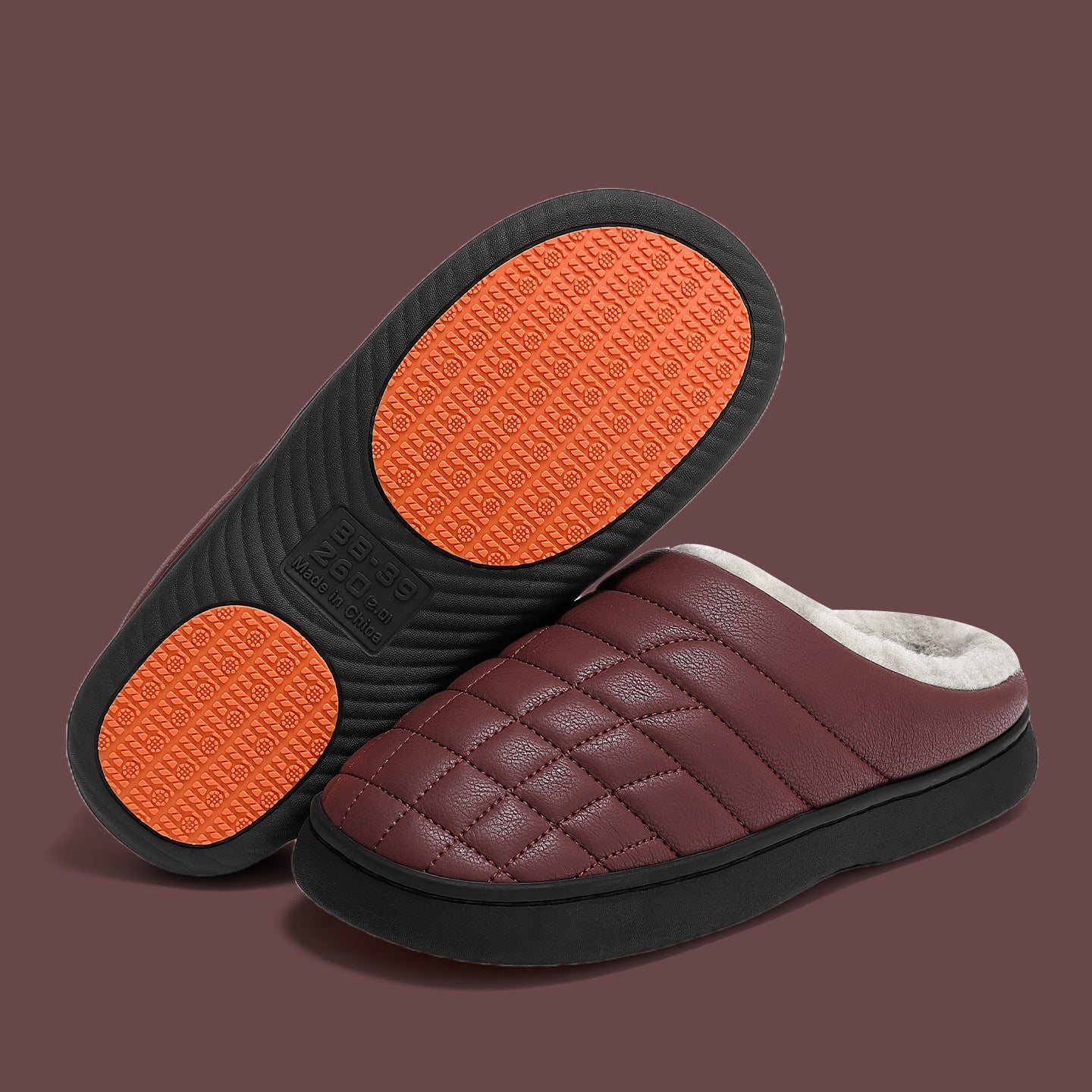 New Indoor Non-slip PU Waterproof Warm Slippers