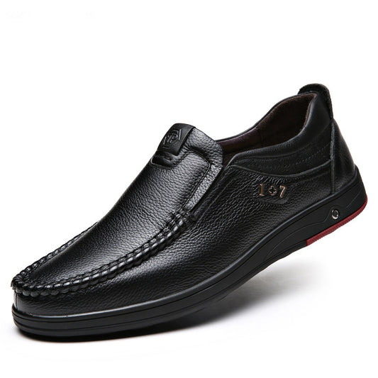 OwenGrid Men's Genuine Leather Soft Insole Casual Business Slip On Loafers