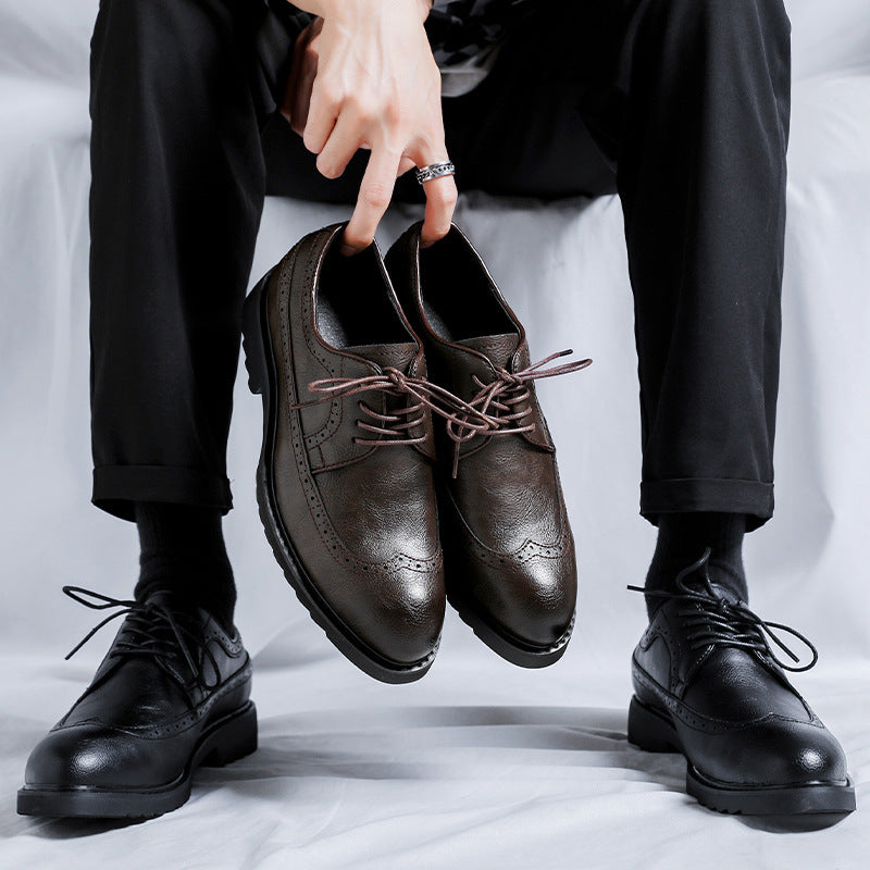 OwenGrid Men's Brogue Casual Business Leather Shoes