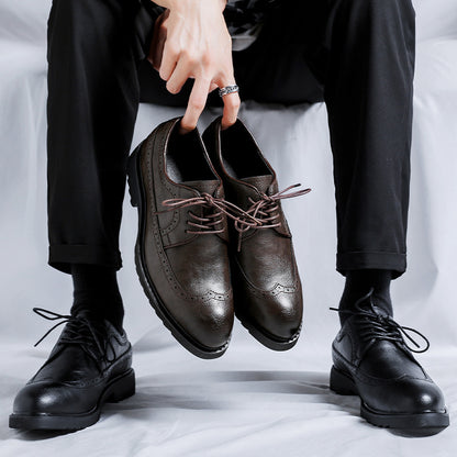 OwenGrid Men's Brogue Casual Business Leather Shoes