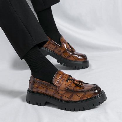 OwenGrid Men's Tassel Platform Casual Loafers